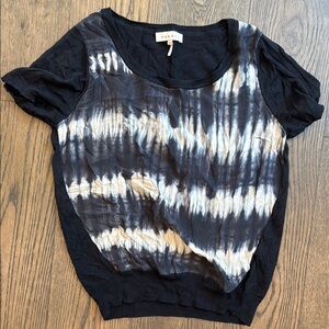 Sandro Women's Black and White Tie-Dye Top